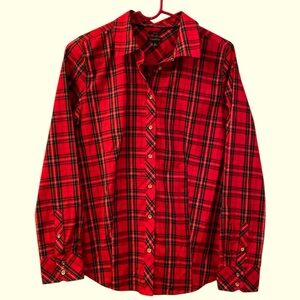 Talbots Red Plaid Button Down Shirt